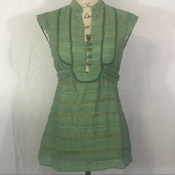 Zara Tops - Zara Basics Green Sleeveless Simi Sheer Blouse